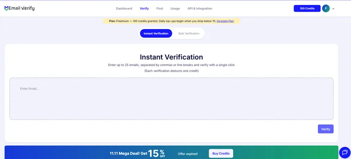 Single Email Verification