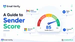 Sender Score gauge with surrounding complementary signal indicators, Postmaster Tools, SNDS, reply rate, complaint rate