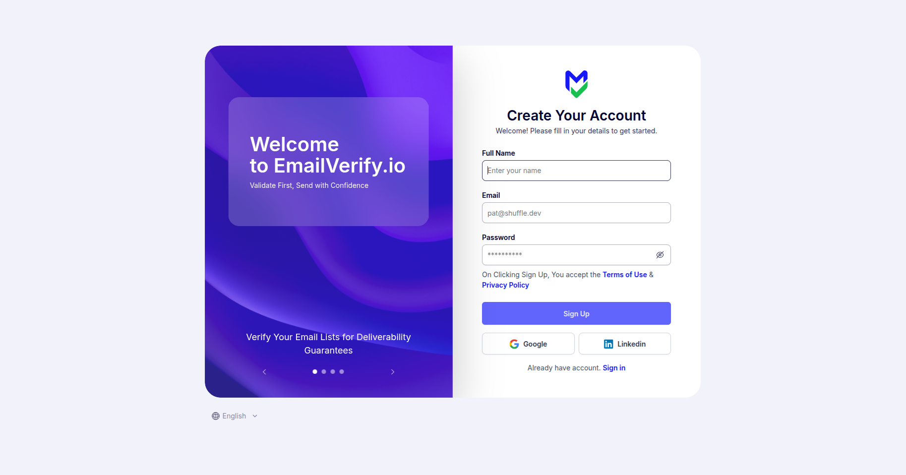 Create Your Free Account — EmailVerify.io