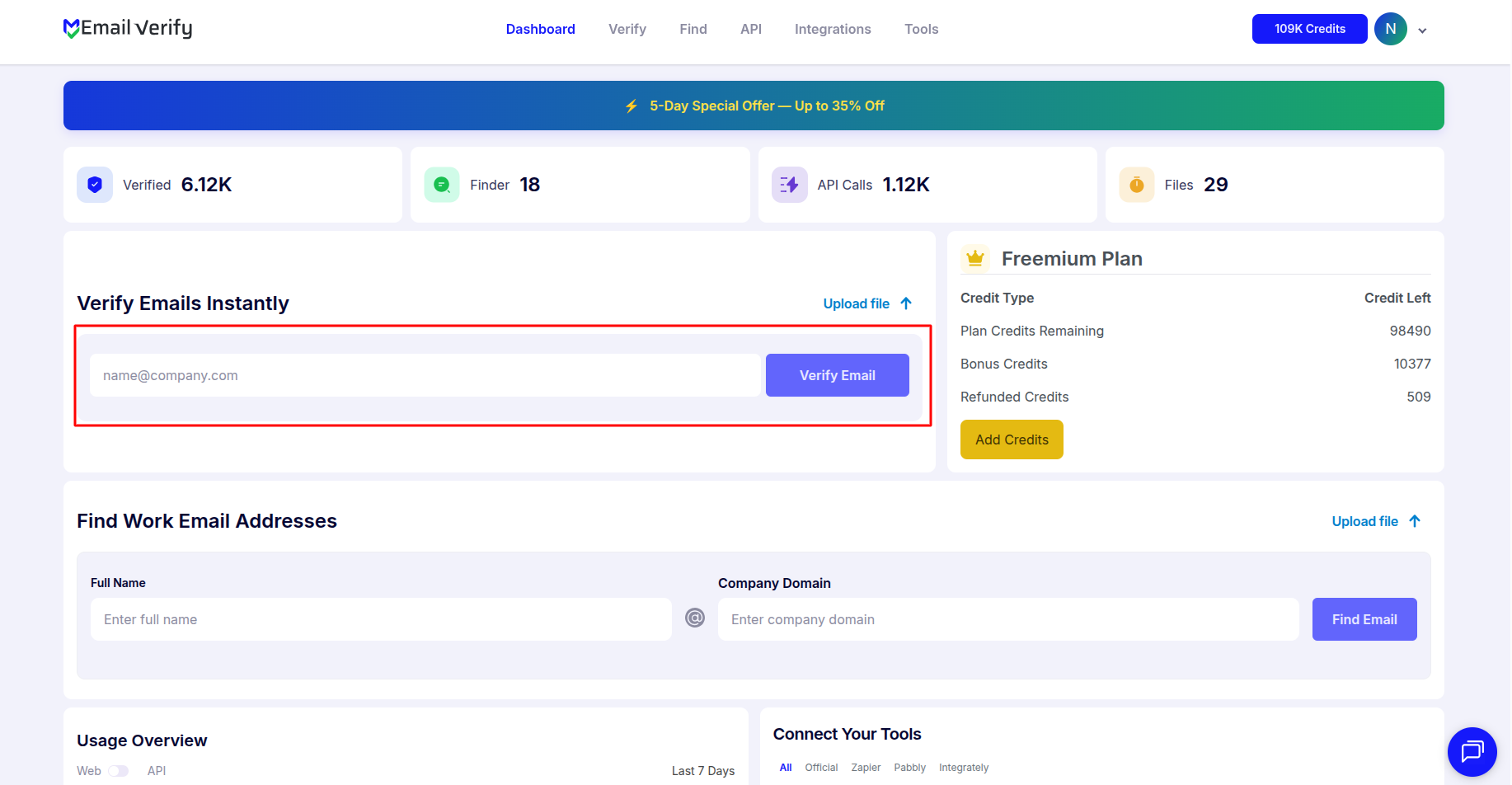 Verify a Single Email on the Dashboard — EmailVerify.io