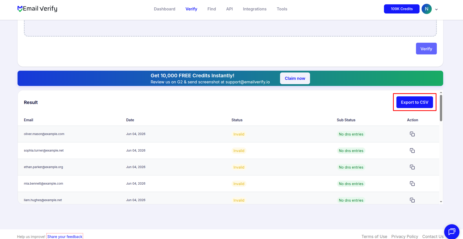 Download Your Results — EmailVerify.io