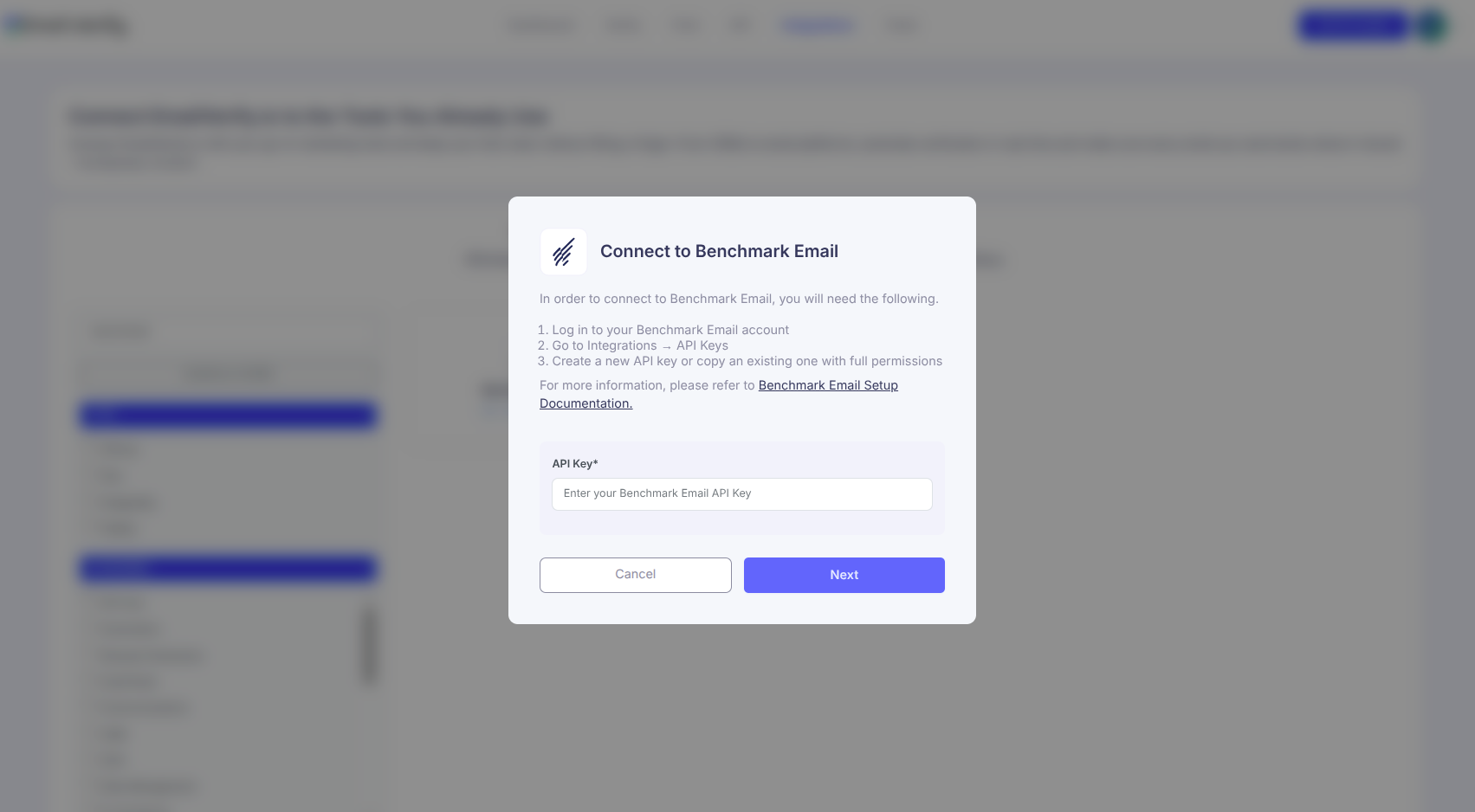 Step 2: 2단계: Benchmark Email 선택