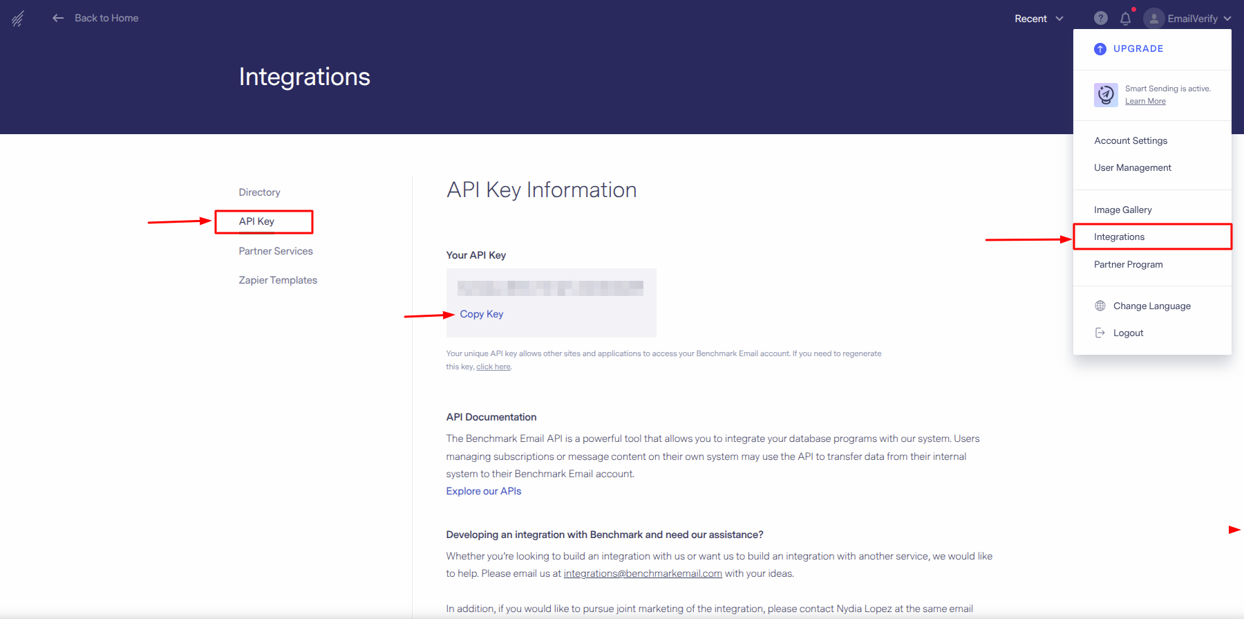 Step 3: 3단계: Benchmark Email API 키 가져오기
