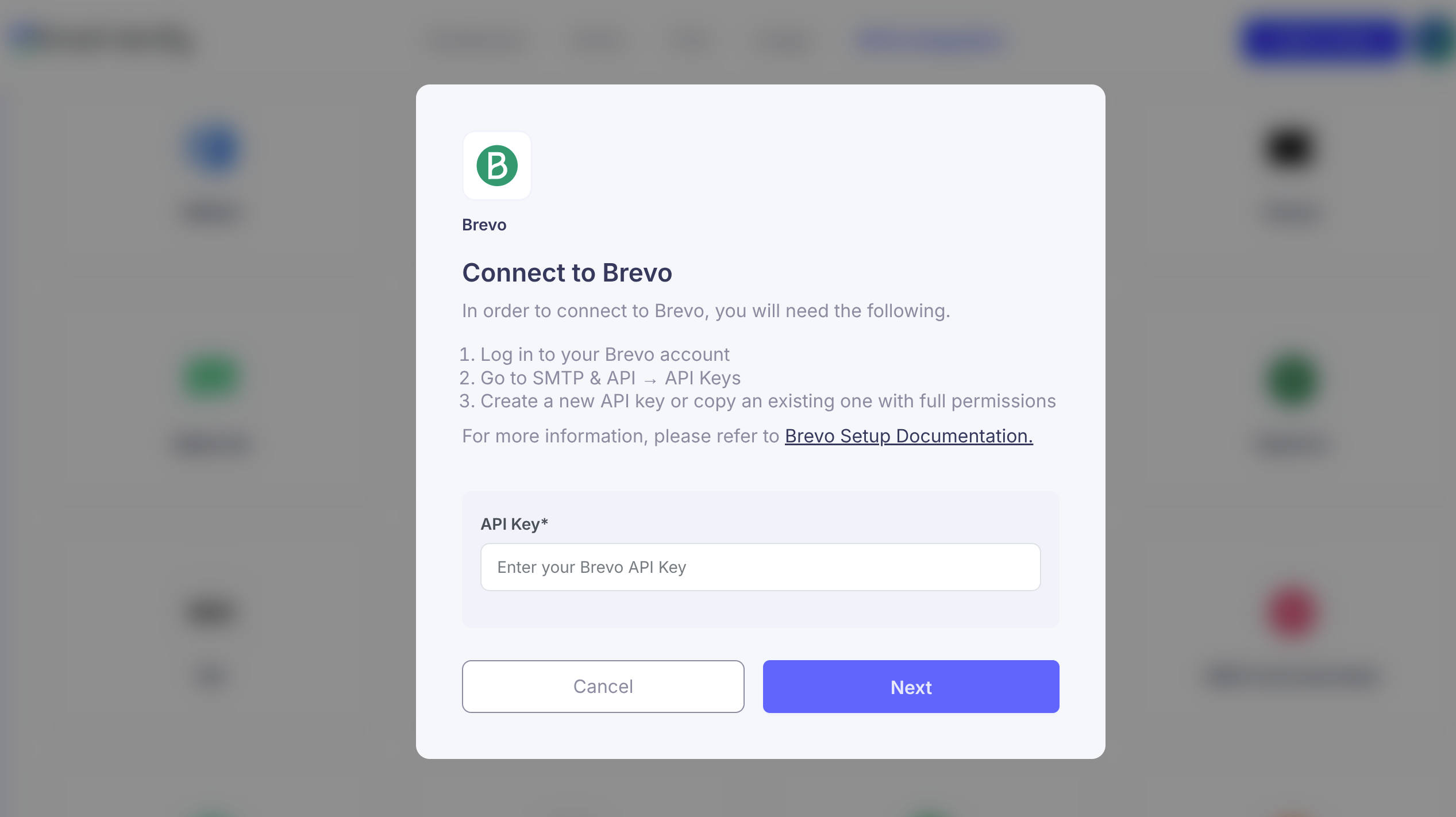 Step 2: Step 2: Select Brevo