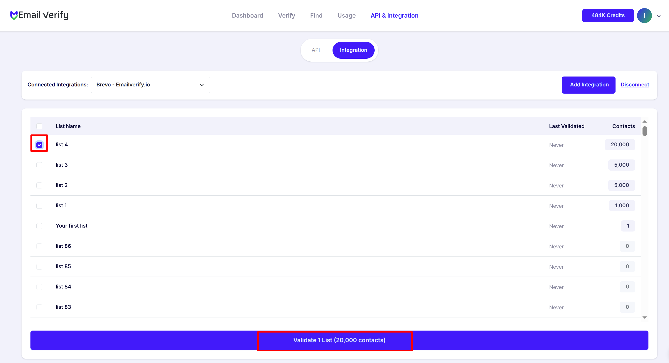 Step 6: Step 6: Select Lists to Verify