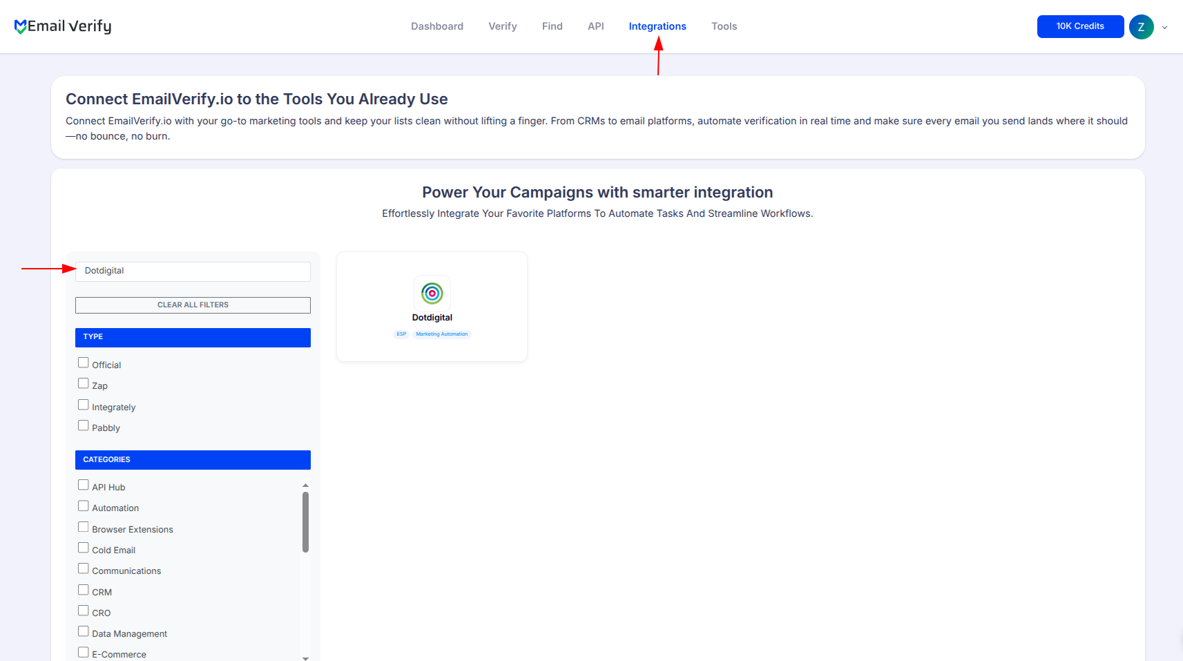 Step 1: Passo 1: Iniciar sessão no EmailVerify.io