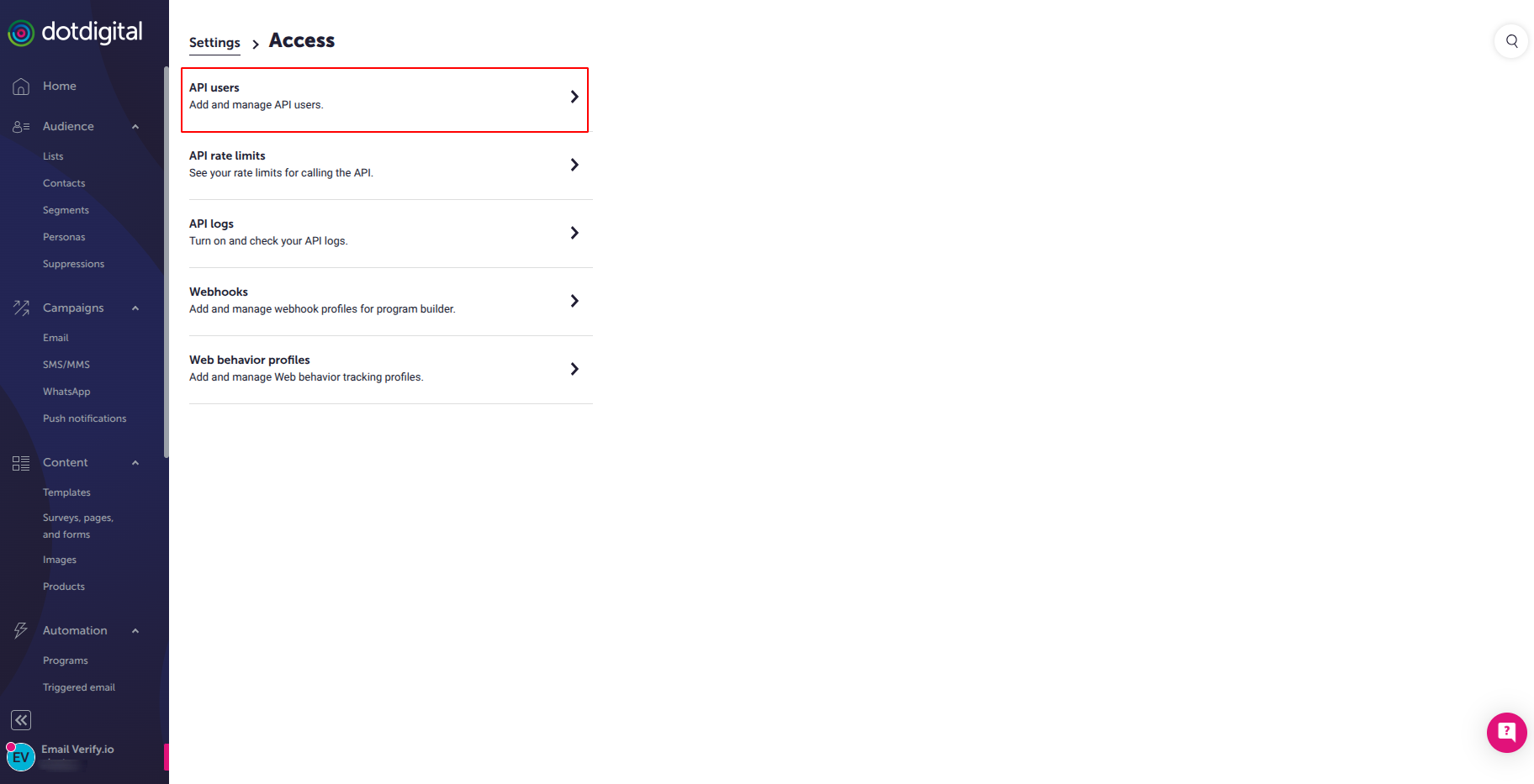 Step 4: Passo 4: Clicar em Utilizadores API
