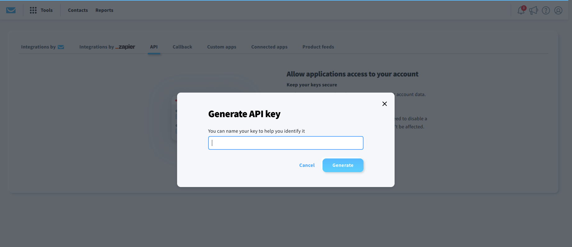 Step 5: Passo 5: Gerar CHAVE DE API