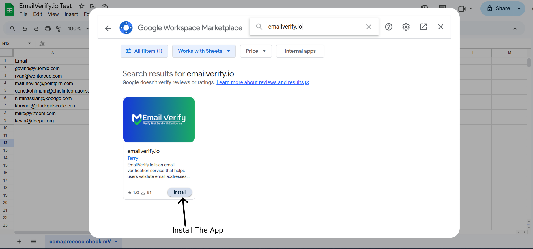 Step 3: Passo 3: Instalar EmailVerify.io