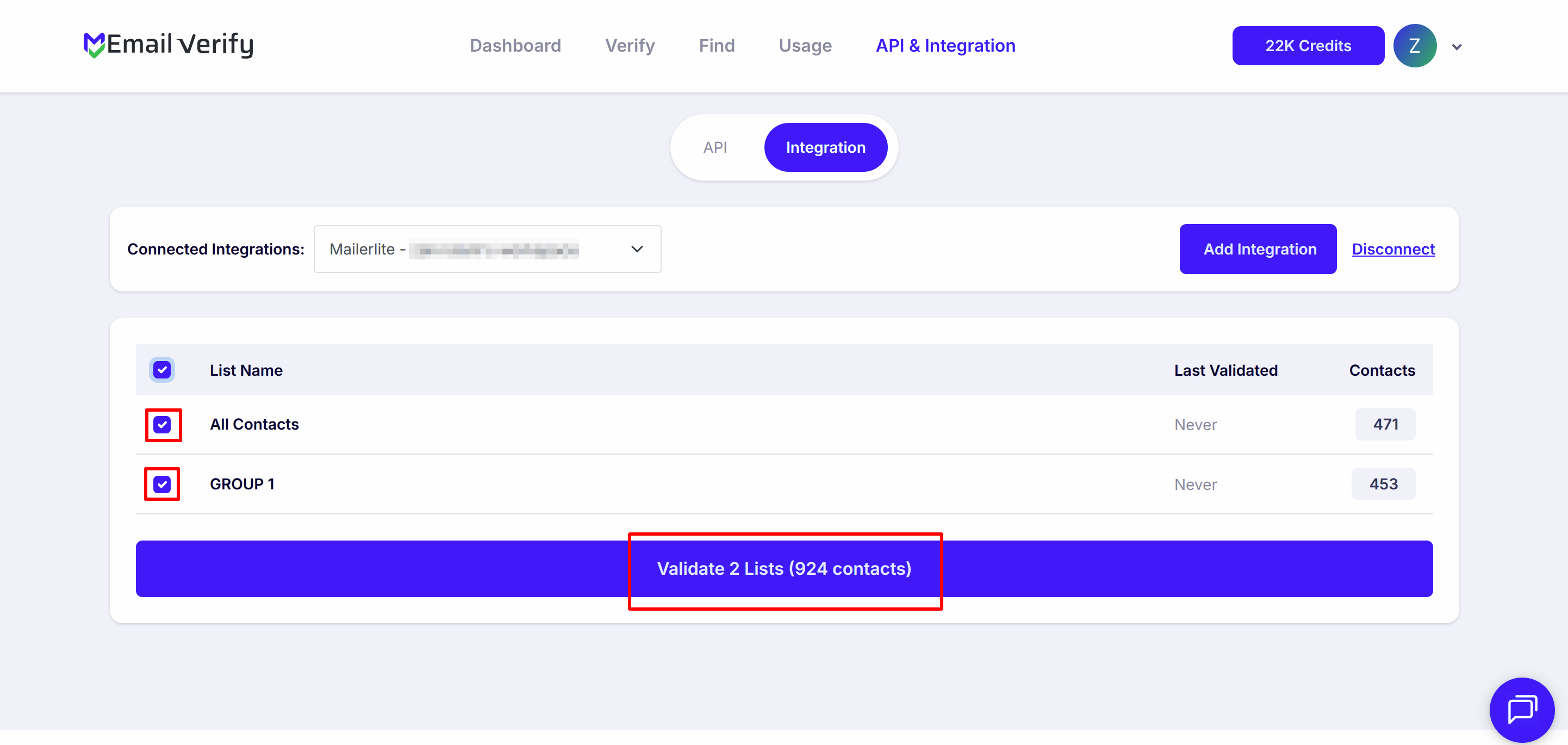 Step 8: Passo 8: Selecione as listas para verificar