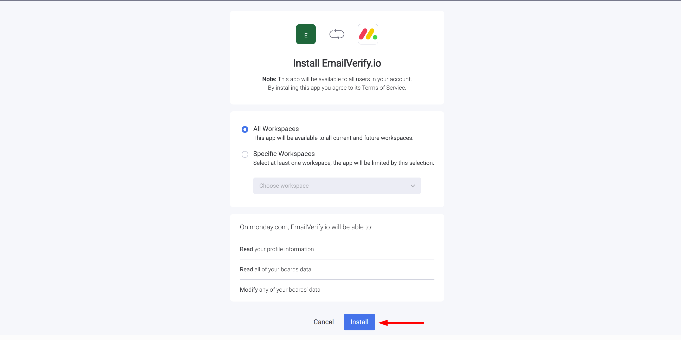 Step 3: Passo 3: Instale a Integração EmailVerify.io