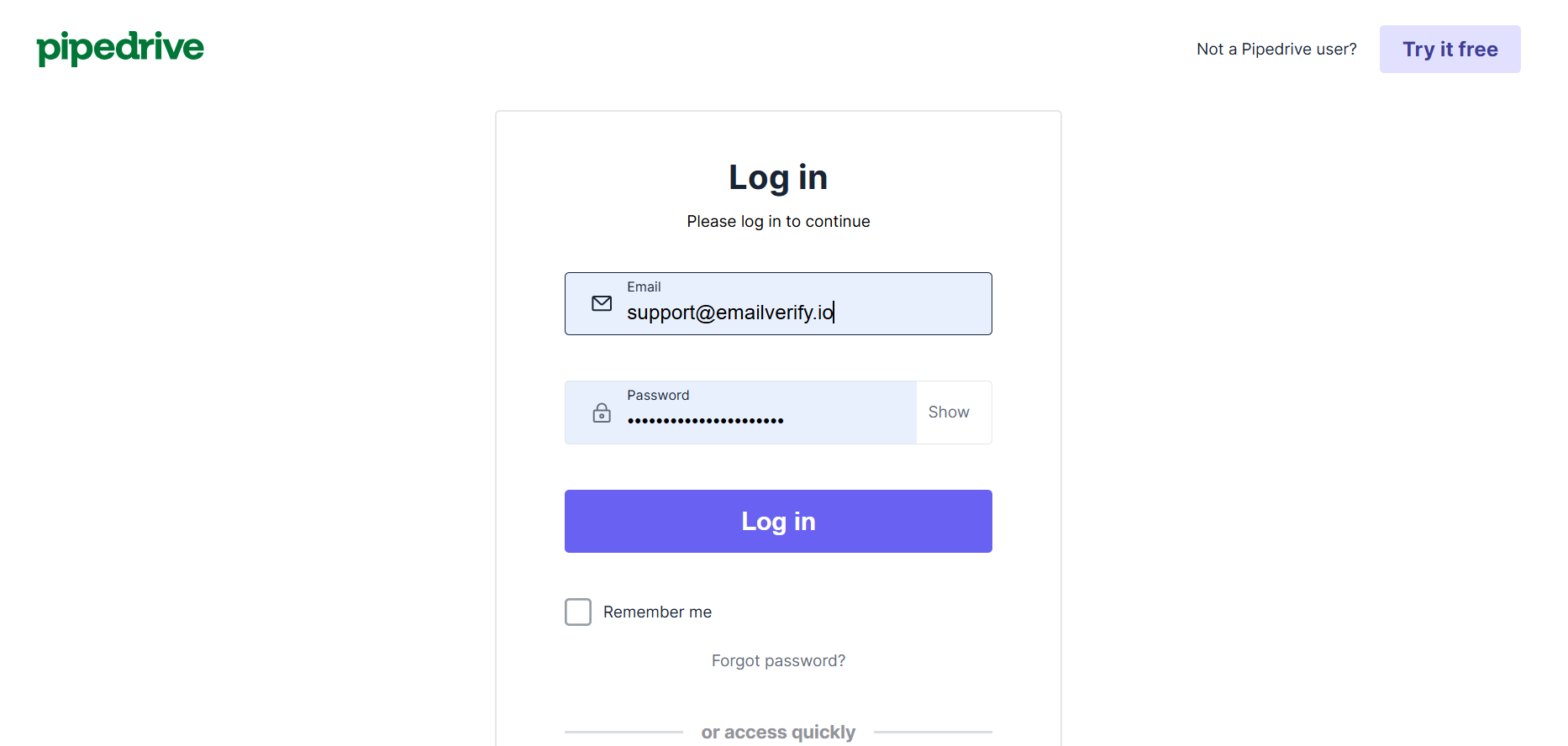 Step 3: 3단계: Pipedrive 로그인