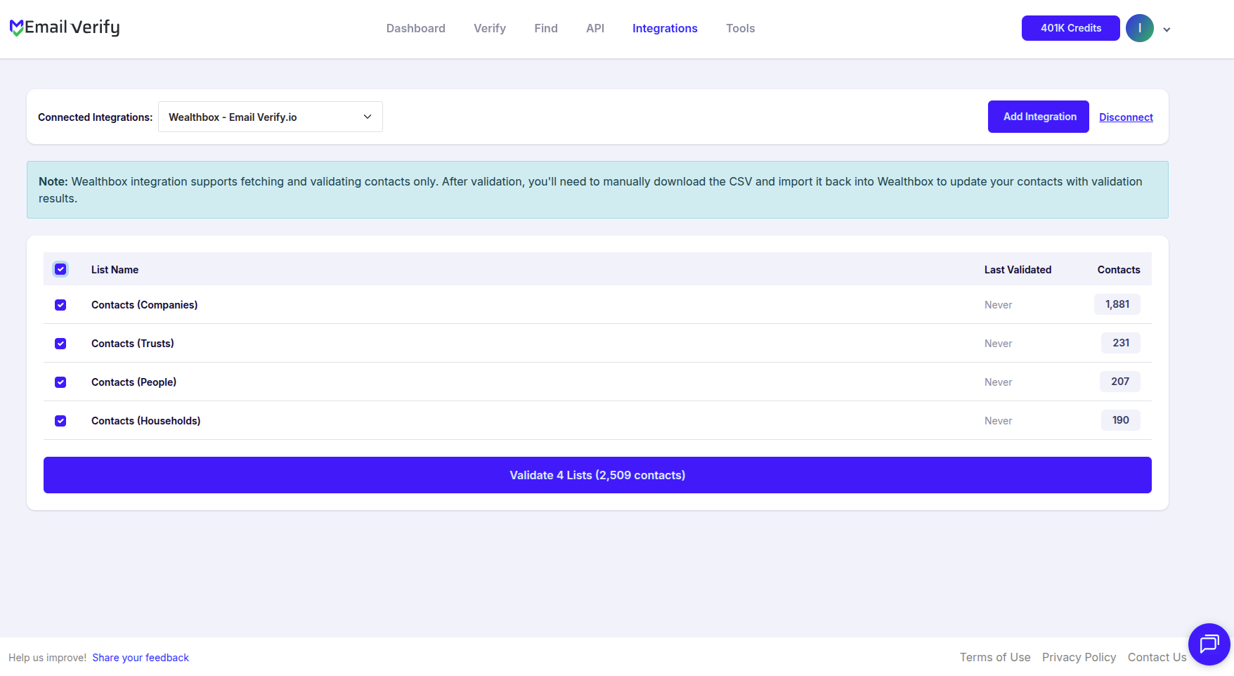 Step 6: Passo 6: Selecionar Listas para Verificar