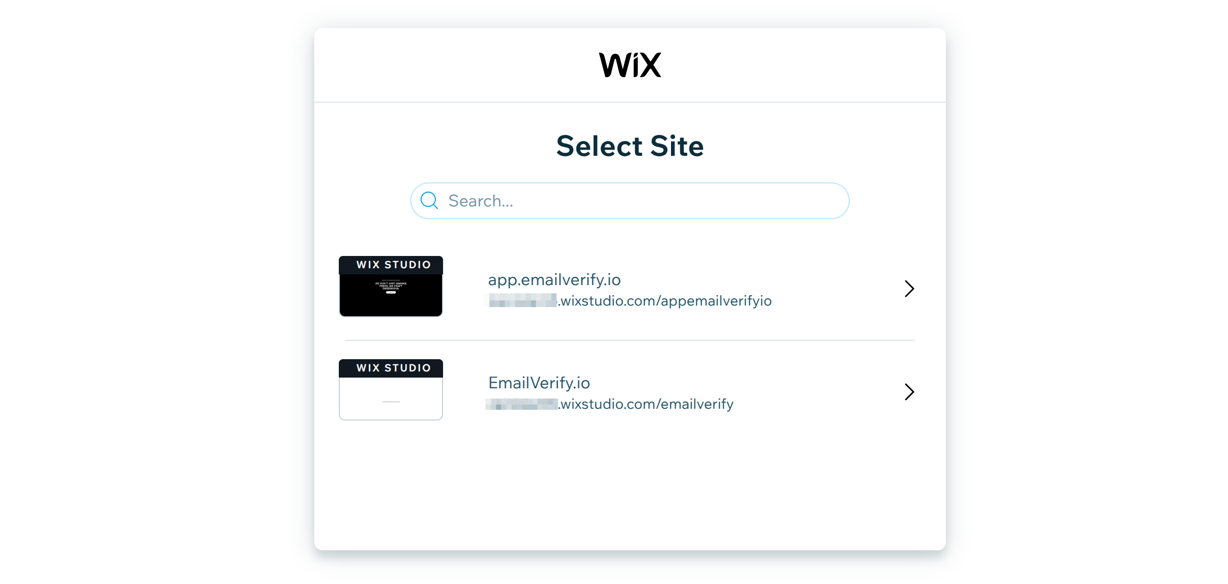 Step 4: Passo 4: Selecione Seu Site Wix