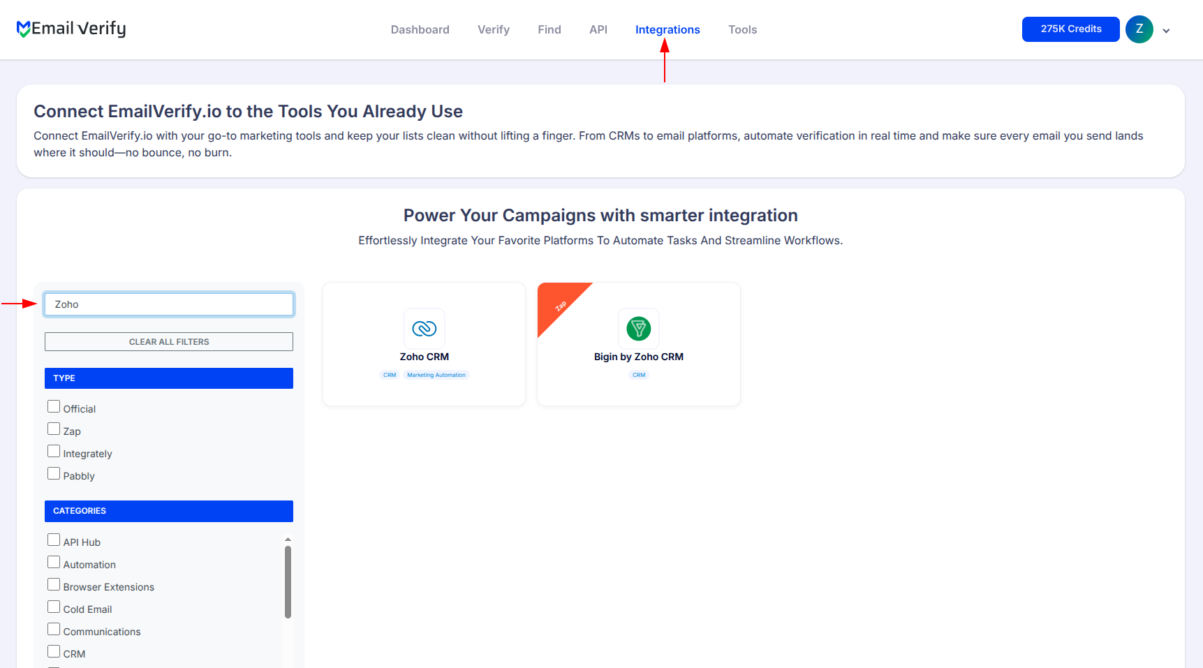 Step 1: الخطوة 1: تسجيل الدخول إلى EmailVerify.io