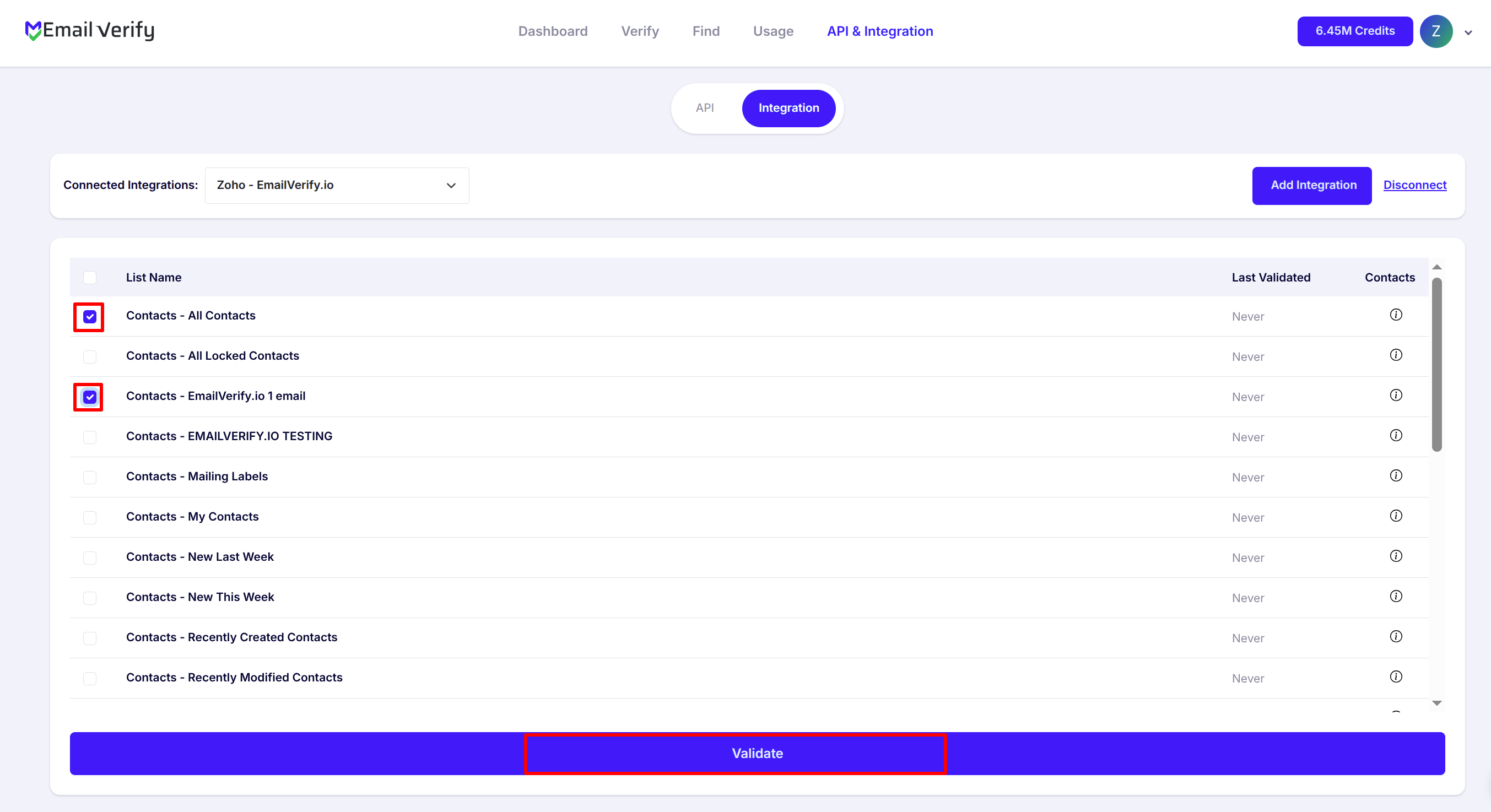 Step 5: Step 5: Validate Contacts